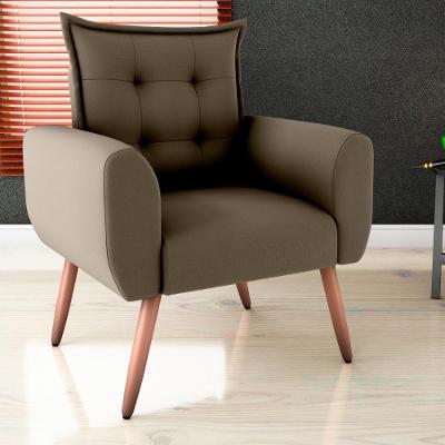 Poltrona Decorativa Para Sala Arcos Suede Cappuccino