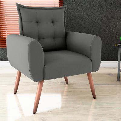 Poltrona Decorativa Para Sala Arcos Suede Cinza