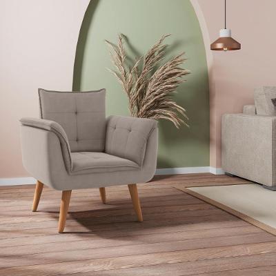 Poltrona Para Sala De Recepção Silveiras Inca Sépia