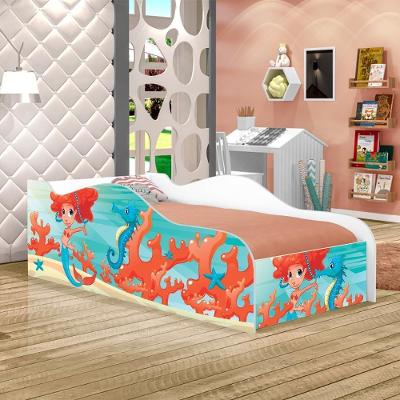 Cama Carro Fun Adesivada Sereia Menina Solteiro