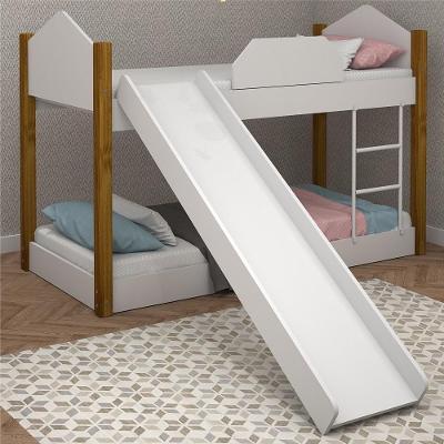 Beliche Infantil Soft Branco E Mel Com Colchões E Escorregador
