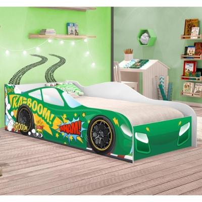 Cama Carro Kaboom Verde Solteiro Com Colchão