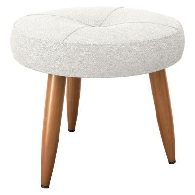Puff Redondo Para Sala Miami Boucle Natural