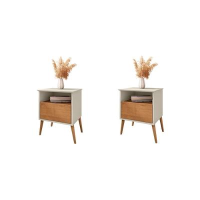 Conjunto De Mesa De Cabeceira Moreira Off White Naturalle