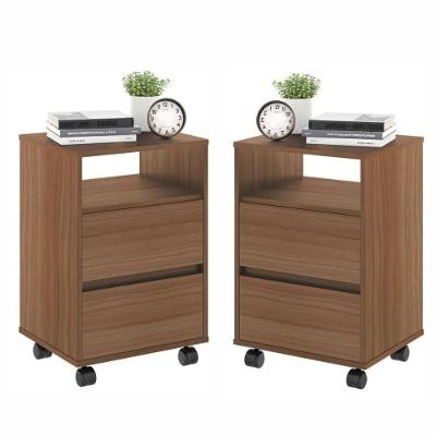 Conjunto Mesa De Cabeceira Com Rodízios Nadi Montana