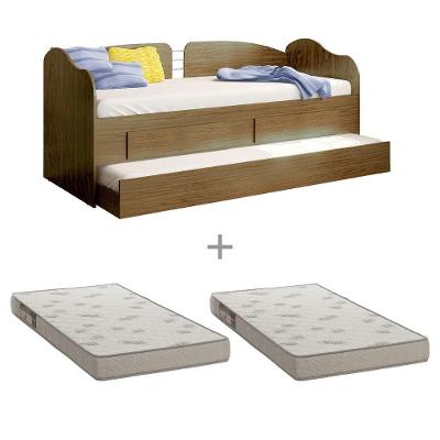 Sofá Cama Solteiro com Colchões Ditália Cama Auxiliar 8cm