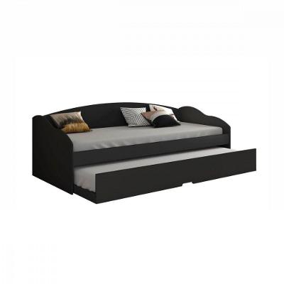 Sofá Cama Funny Iii 078 C/Cama Auxiliar Preto Fosco Móveis