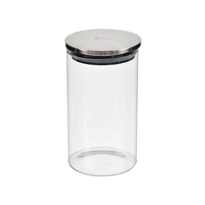 Pote Redondo De Vidro Com Tampa De Inox 800ml Kenya