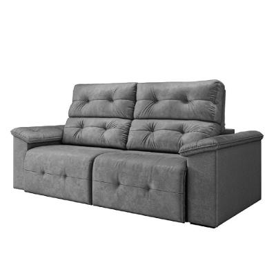 Sofá Retrátil Reclinável 1,95m Cama 3 Lugares Marrocos Cinza Suede Cinza
