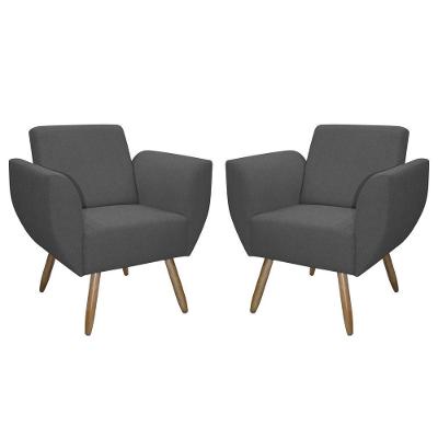 Kit De 2 Poltronas Jolly Cadeira Decorativa Em Tecido Boucle Chumbo