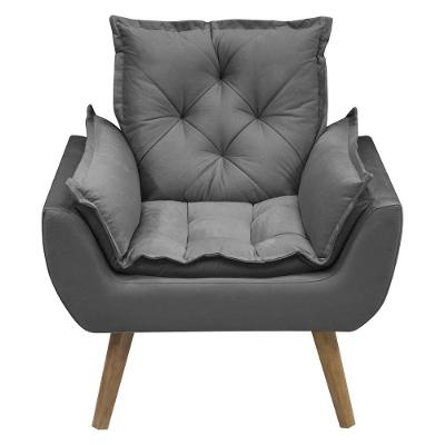 Kit Com 2 Poltronas Opala Conforto Decorativa Em Veludo Chumbo
