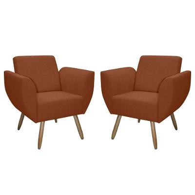 Kit De 2 Poltronas Jolly Cadeira Decorativa Em Tecido Boucle Terracota