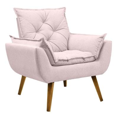 Poltrona Para Sala Decorativa Opala Linho Confortável Rosa
