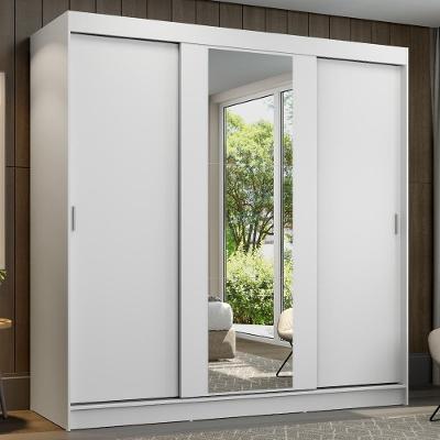Guarda-roupa Casal Madesa Reno 3 Portas De Correr Com Espelho Branco