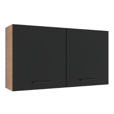 Armário Aéreo Madesa Agata 120cm 2 Portas Rustic Preto