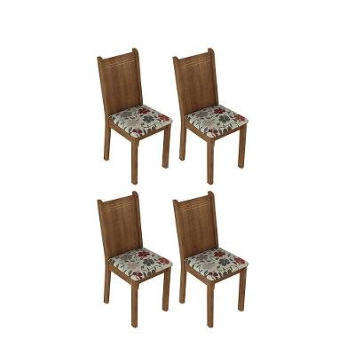 Kit 4 Cadeiras Rustic Hibiscos Madesa 4290