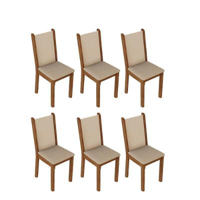 Kit 6 Cadeiras Rustic Crema Pérola Madesa 4291