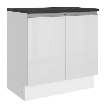 Balcão Acordes Glamy 100% MDF 80cm 2 Portas Branco Madesa