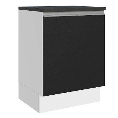 Balcão 100% Mdf 60 Cm 1 Porta Branco/preto