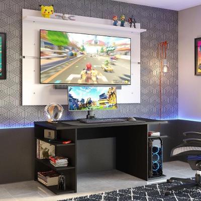 Mesa Para Computador Gamer E Painel Tv - Preto/branco