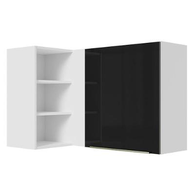 Armário Aéreo de Canto com Adega Lux 1 Porta Branco Preto