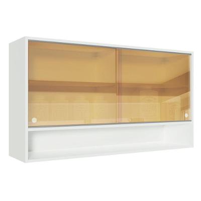 Aéreo Glamy 2 Portas de Correr Vidro e 1 Nicho Branco Madesa