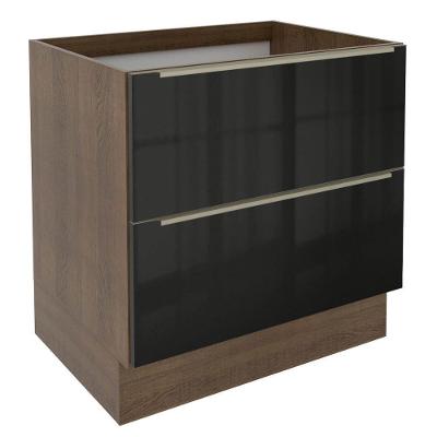 Balcão Madesa Lux 80 cm 2 Gavetas Rustic e Preto