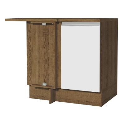 Balcão de Canto Glamy 1 Porta Rustic e Branco Madesa