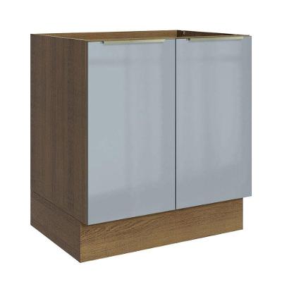 Balcão Madesa 70 Cm 2 Portas - Sem Tampo Rustic/Cinza