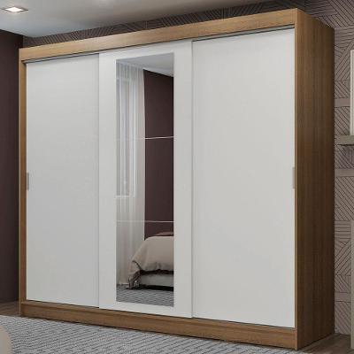 Guarda-roupa Casal Kansas 3 Portas de Correr com Espelho 3 Gavetas Madesa