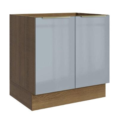 Balcão Madesa Lux 80 Cm 2 Portas Rustic/cinza