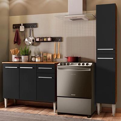 Cozinha Compacta Madesa Balcão e Paneleiro Rustic/preto