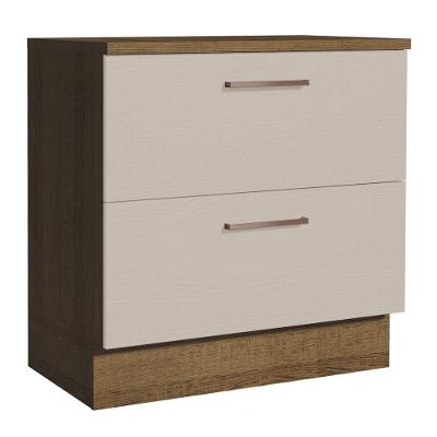 Balcão 80 Cm 2 Gavetas Rustic/crema Agata Madesa Rustic/crema