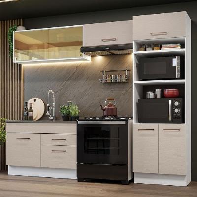 Armário De Cozinha Completa 270cm Branco/crema Agata Madesa 05 Branco/crema