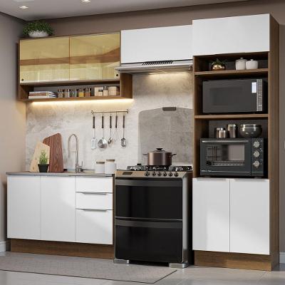 Armário De Cozinha Completa 270cm Rustic/branco Stella Madesa 07 Rustic/branco