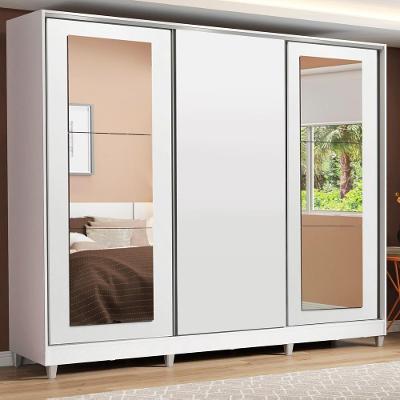 Guarda-roupa Casal Eros 3 Portas de Correr com Espelhos com Pés Madesa