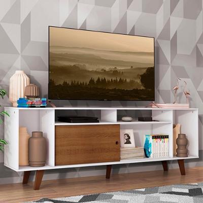 Rack Cancun para TV até 65" com Pés Branco/Rustic Madesa