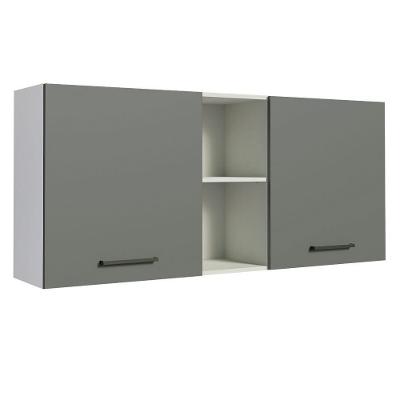 Armário Aéreo 150 Cm 2 Portas E 2 Nichos Branco/Cinza