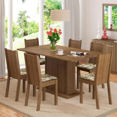 Sala de Jantar Megan- Mesa Tampo de Madeira 6 Cadeiras Madesa