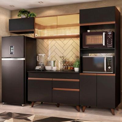 Cozinha Completa Madesa Reims 260001 Com Armário E Balcão - Preto/rustic