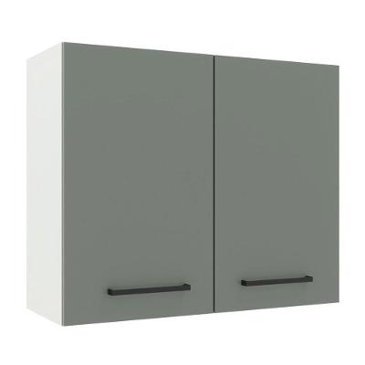 Armário Aéreo Madesa Agata 80 cm 2 Portas Branco e Cinza