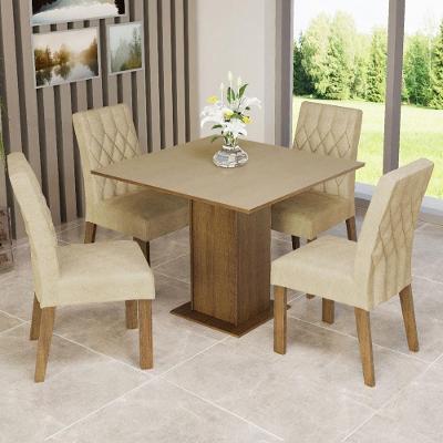 Conj. Mesa Tampo De Madeira 4 Cadeiras Rustic/Crema/Imperial