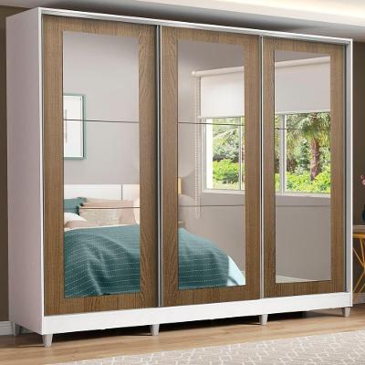 Guarda-roupa Casal Eros 3 Portas de Correr de Espelho com Pés  Madesa