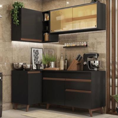 Cozinha Completa de Canto Reims Preto Madesa