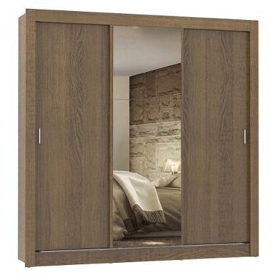 Guarda Roupa Lyon 3 Portas de Correr 1 Espelho Rustic Madesa