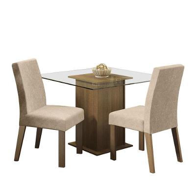 Mesa Tampo De Vidro Com 2 Cadeiras Rustic/Imperial