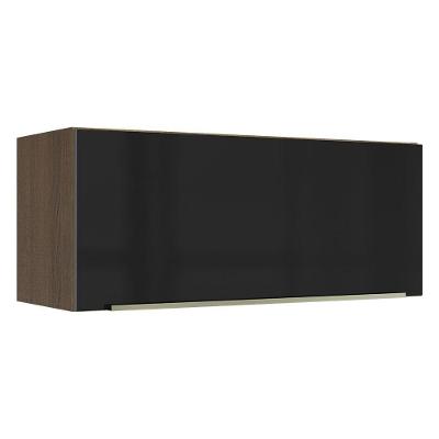 Armário Aéreo Madesa Lux 80 cm 1P Suspensa Rustic e Preto