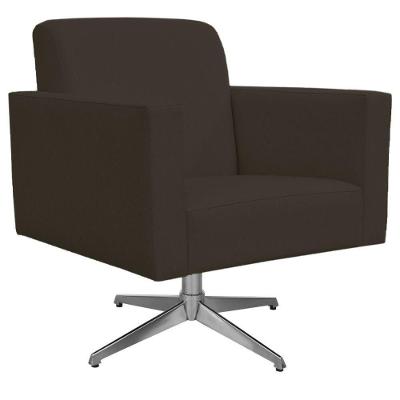 Poltrona Com Base Giratória Para Sala De Estar Suede Marrom