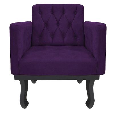 Poltrona Classic Pés Luís Xv Suede Roxo Adj Decor