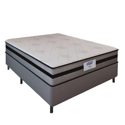 Cama Box Casal Gazin Com Molas Ensacadas Vibe 138x188x60cm Cinza/Preto